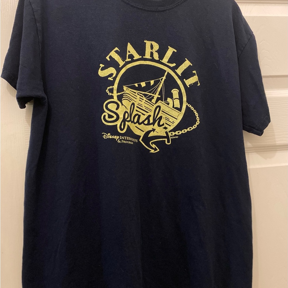 Disney Blue and Yellow Short Sleeve College Tee Medium